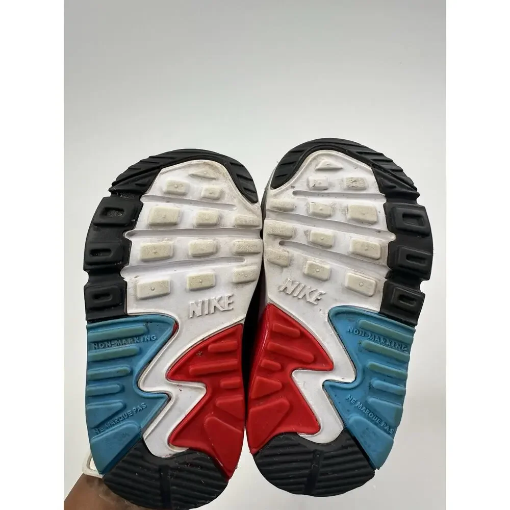 Nike Air Max 90 TD LTR Blue & Red Size 4C CD6868-108 Sneakers
